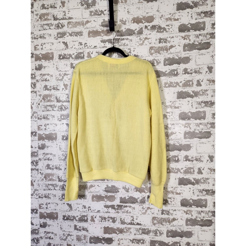 Vintage Izod Lacoste Cardigan Sweater Medium Yellow Preppy 90's Academia - Picture 6 of 14